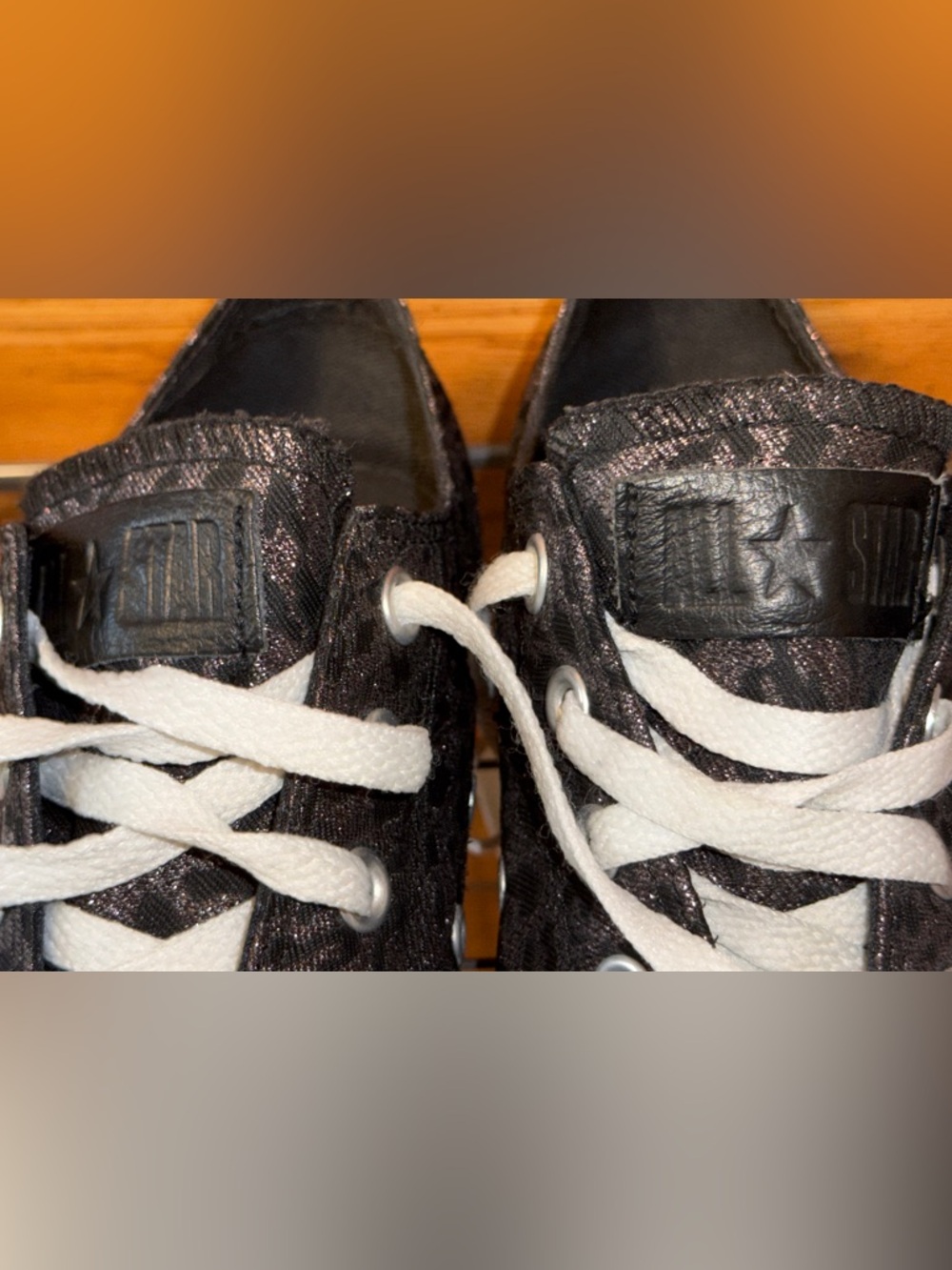 Converse All-Star Chucks Sparkle Leopard-Print Low-Top Sneakers (W8/M6) - Picture 14 of 15